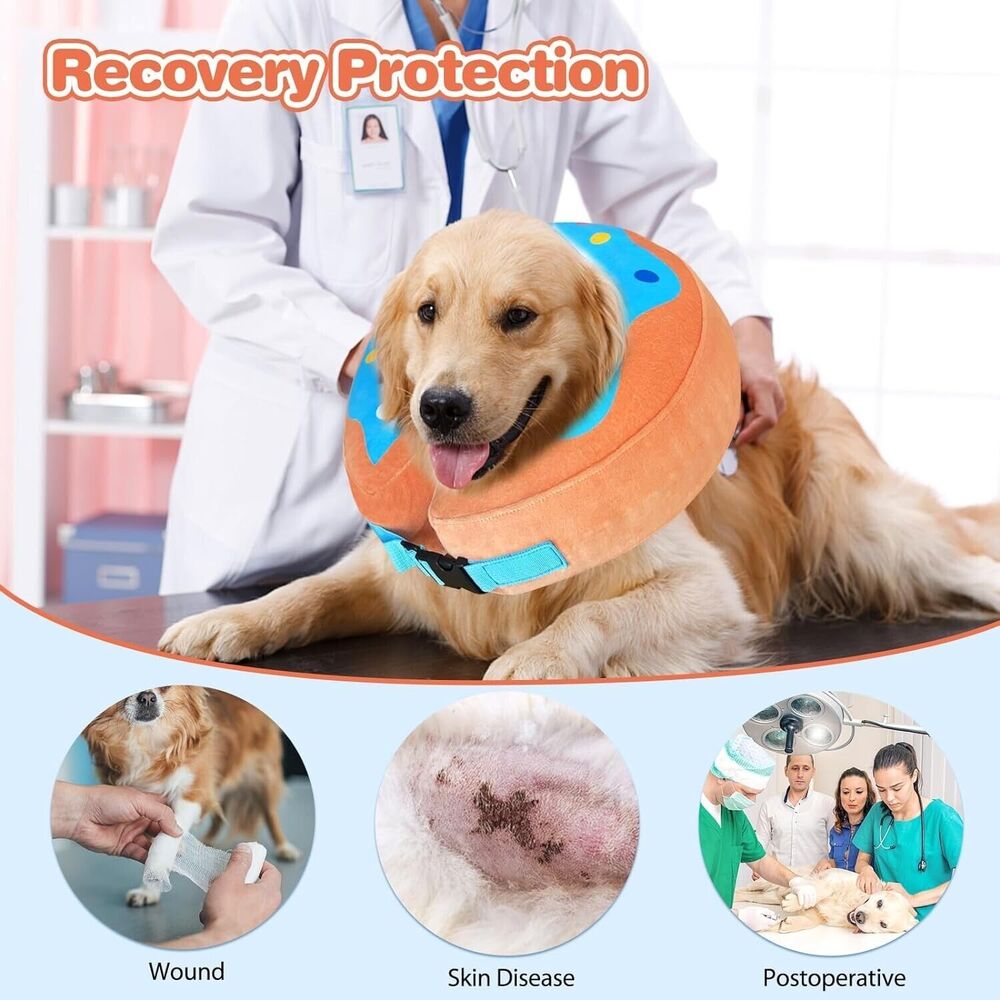 Protective Dog Donut Collar Inflatable Dog Cone After Surgery L (14-19in) NEW!! - Picture 5 of 8